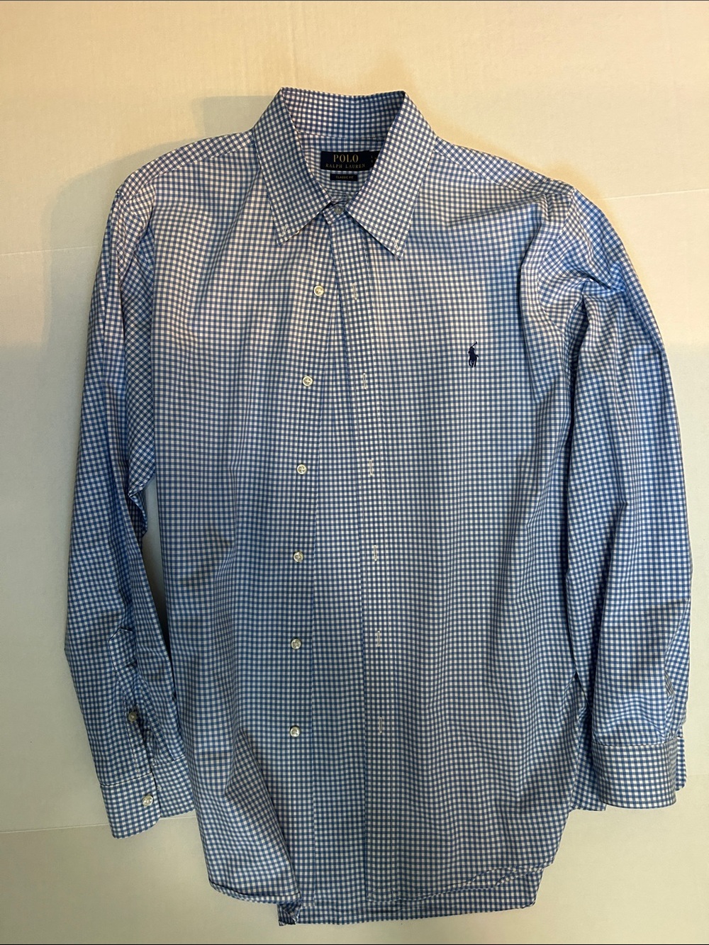 Polo by Ralph Lauren Blue & White Gingham Dress Shirt - Embroidered Pony